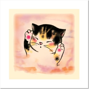 Pink paw cat baby Posters and Art